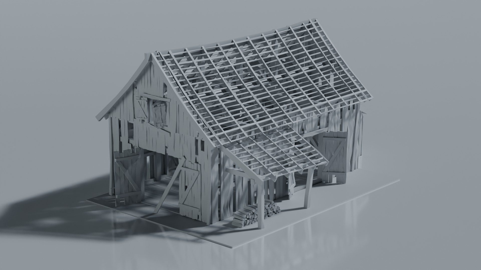 Derelict Old Wooden Barn