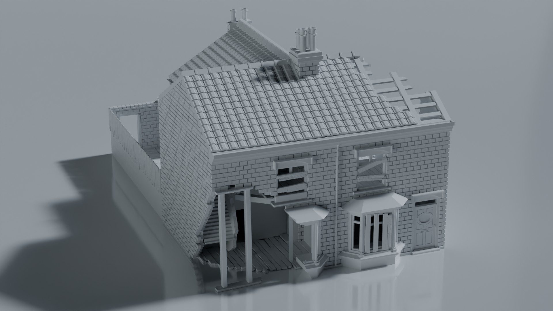 Ruined British Terraced House
