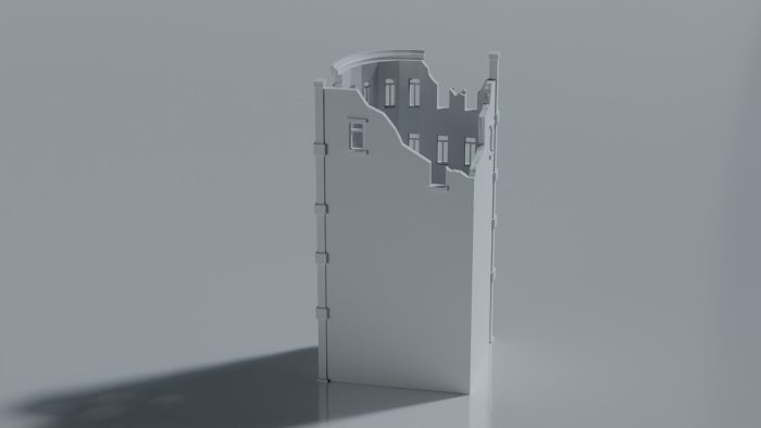 Ruined Curved Corner Town Building - Image 4