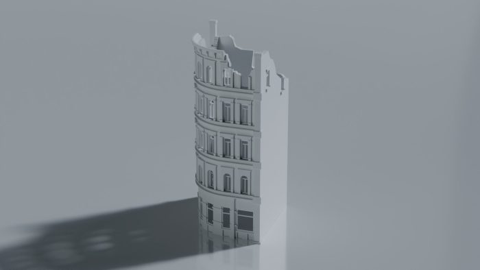 Ruined Curved Corner Town Building - Image 3