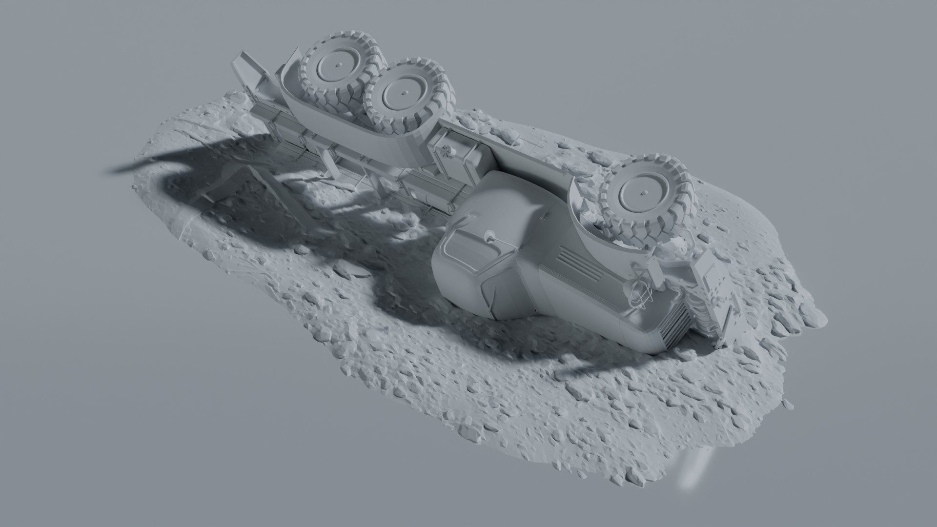 Overturned Heavy Military Truck Wreck